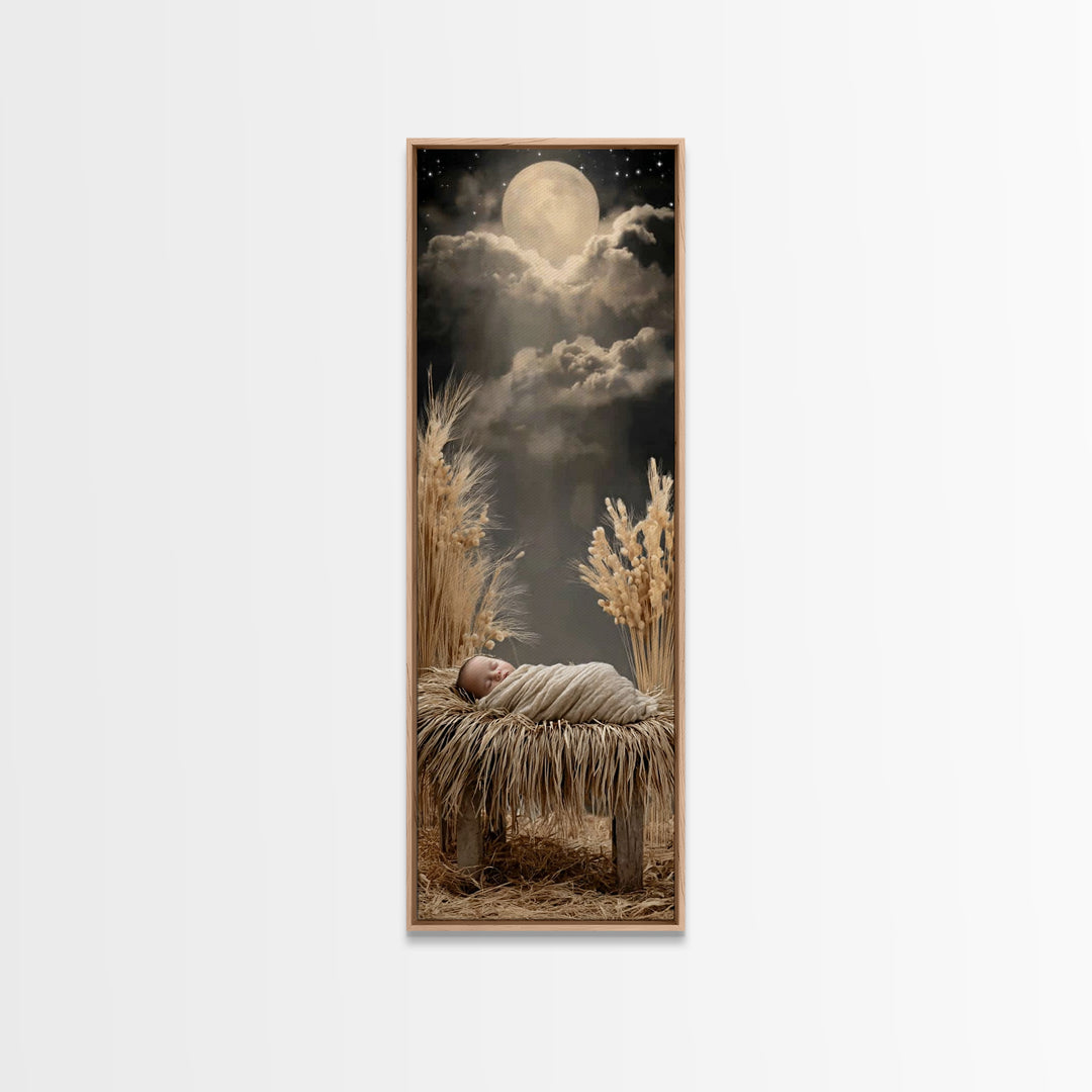 Silent Manger Star – Framed Canvas Print – Christian Christmas Art – Skinny Art – Christian Art Canvas – Christmas Wall Art – Christian Art