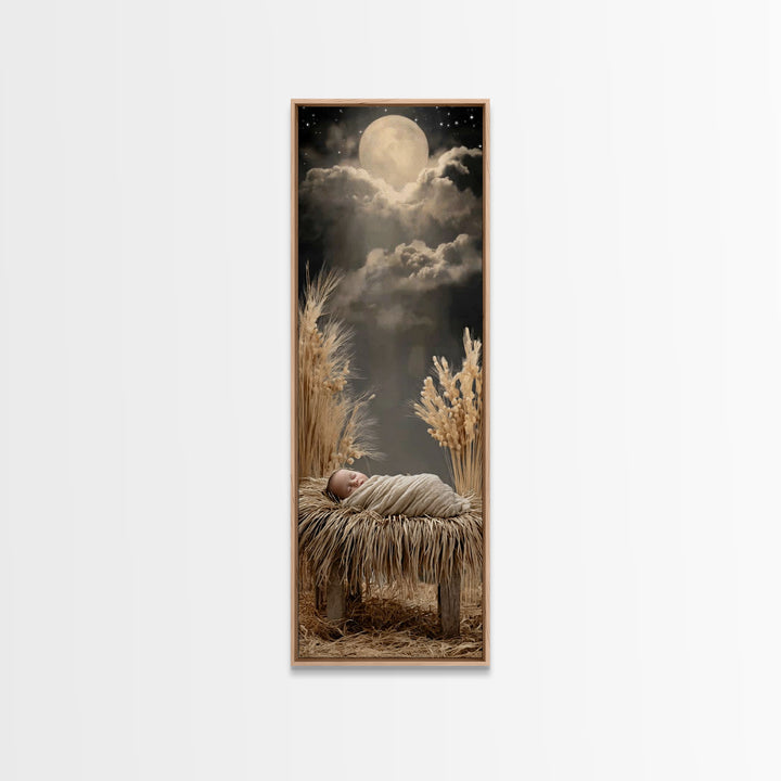Silent Manger Star – Framed Canvas Print – Christian Christmas Art – Skinny Art – Christian Art Canvas – Christmas Wall Art – Christian Art
