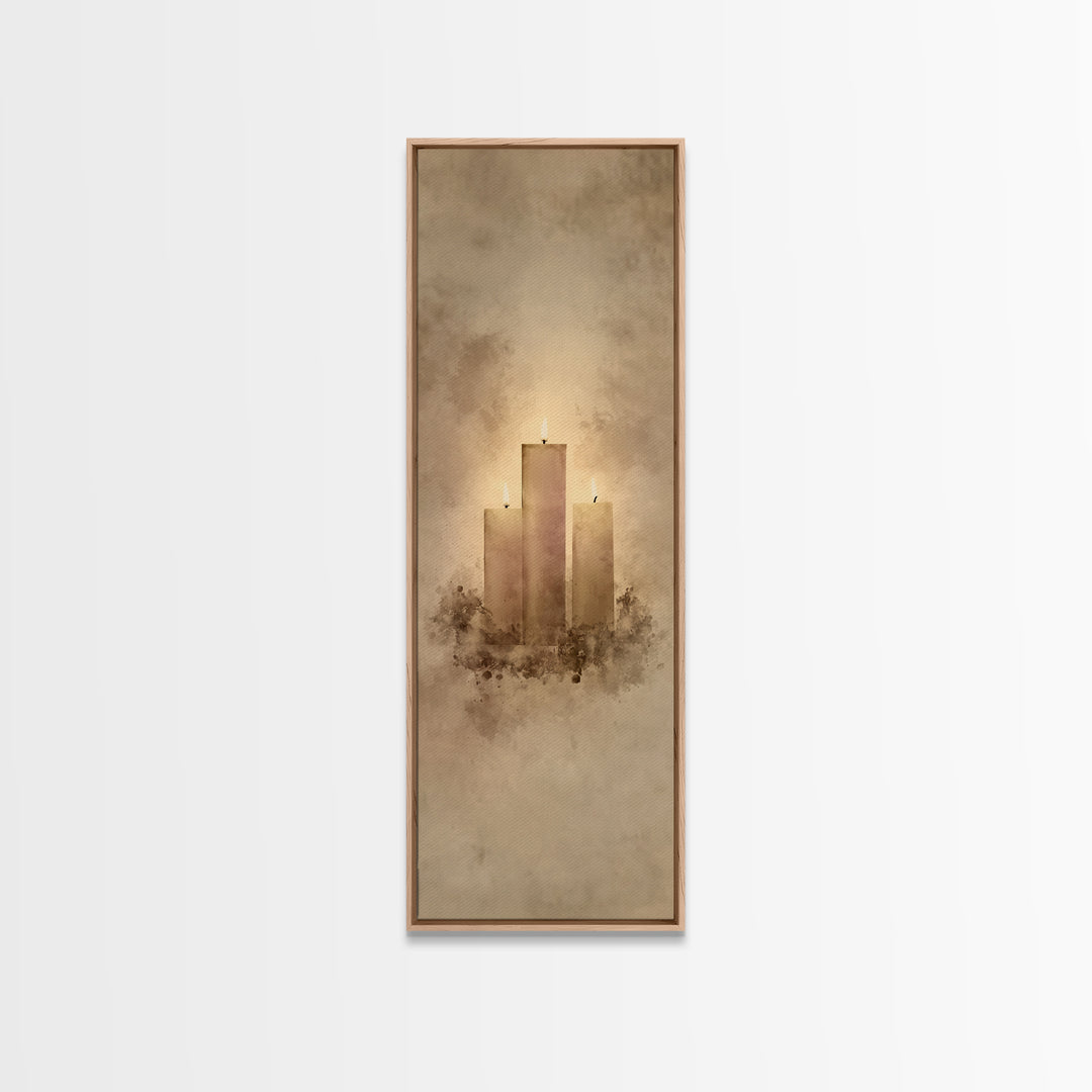Hopeful Candle Trio – Framed Canvas Print – Christian Christmas Art – Christian Wall Art – Skinny Art – Christian Art Canvas – Christian De