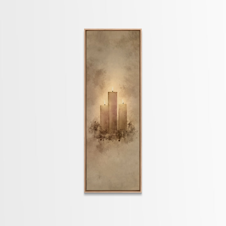 Hopeful Candle Trio – Framed Canvas Print – Christian Christmas Art – Christian Wall Art – Skinny Art – Christian Art Canvas – Christian De