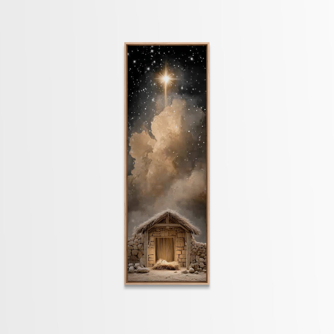 Star Of Bethlehem – Framed Canvas Print – Christmas Wall Art – Christian Art Canvas – Christian Christmas Art – Tall Skinny Art Print – Chr