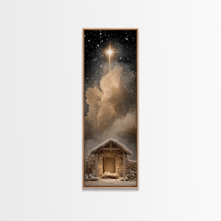 Star Of Bethlehem – Framed Canvas Print – Christmas Wall Art – Christian Art Canvas – Christian Christmas Art – Tall Skinny Art Print – Chr