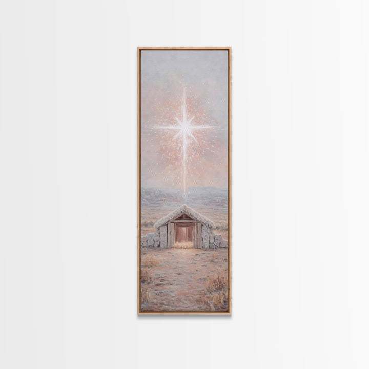 Bethlehem Brightness – Framed Canvas Print – Christian Christmas Art – Christian Art Canvas – Christmas Art Prints – Narrow Art – Christian