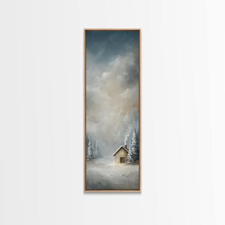 Winter Chapel Stillness – Framed Canvas Print – Christian Wall Art – Christian Art Canvas – Skinny Art – Christmas Art – Christian Christma