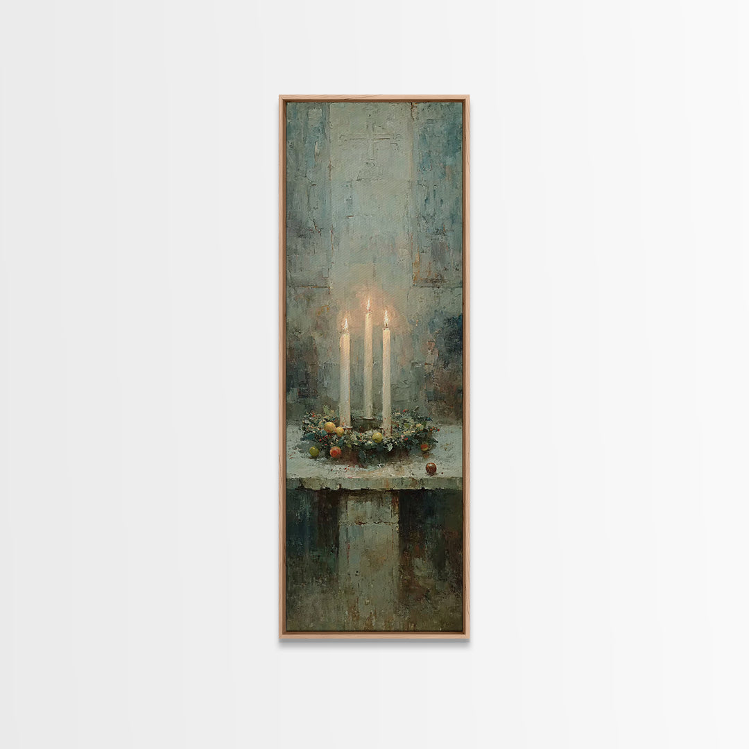 Everlasting Winter Light – Framed Canvas Print – Christian Wall Art – Narrow Art – Christian Art Canvas – Christmas Art – Christian Christm
