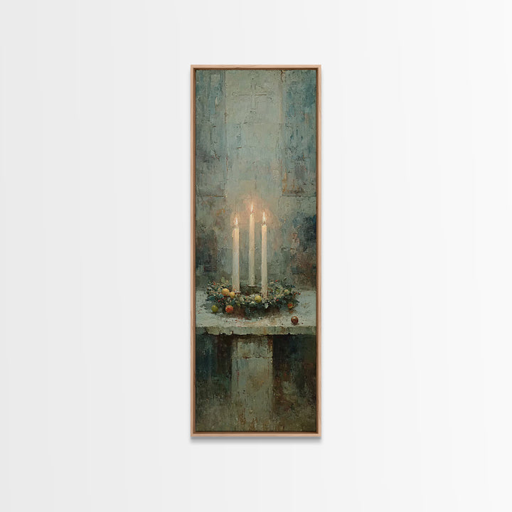 Everlasting Winter Light – Framed Canvas Print – Christian Wall Art – Narrow Art – Christian Art Canvas – Christmas Art – Christian Christm
