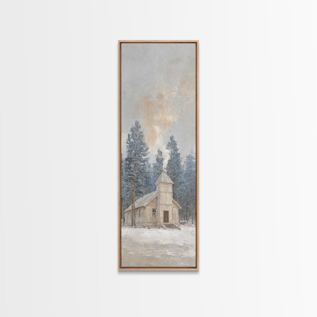 Morning Pine Sanctuary | Framed Canvas Print | Narrow Art | Christian Wall Art | Christian Art Canvas | Christmas Art | Christian Decor