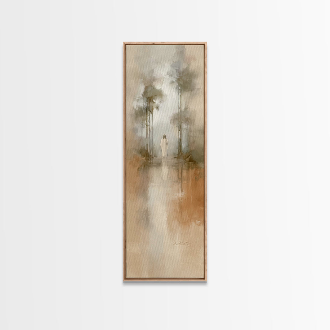 Radiant Forest Walk | Framed Canvas Print | Skinny Art | Christian Art Print | Christian Wall Art | Subtle Christian Art | Christian Gift
