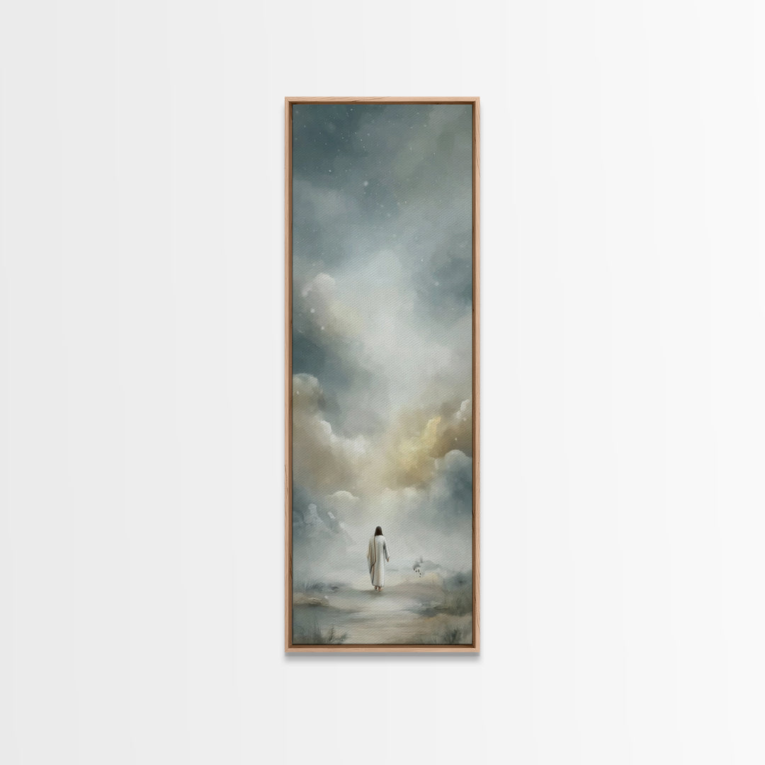 Golden Dawn Journey – Framed Canvas Print – Narrow Art – Christian Art Canvas – Christian Wall Art – Moody Christian Art – Christian Decor