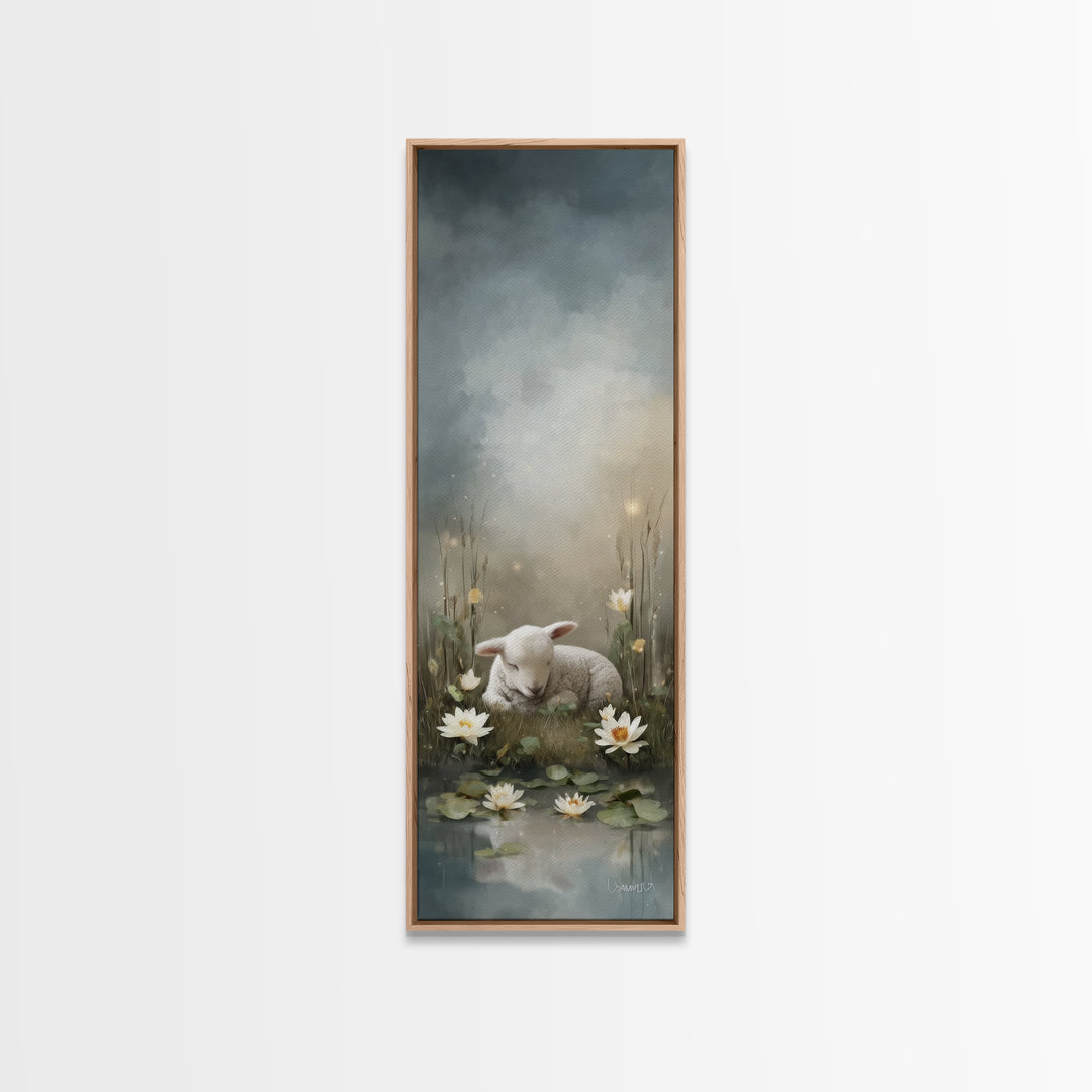 Quiet Meadow Peace – Framed Canvas Print – Christian Wall Art – Christian Painting – Christian Art Canvas – Tall Narrow Wall Art – Faith Ar