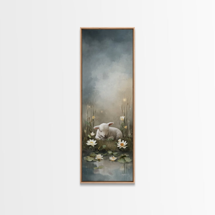 Quiet Meadow Peace – Framed Canvas Print – Christian Wall Art – Christian Painting – Christian Art Canvas – Tall Narrow Wall Art – Faith Ar