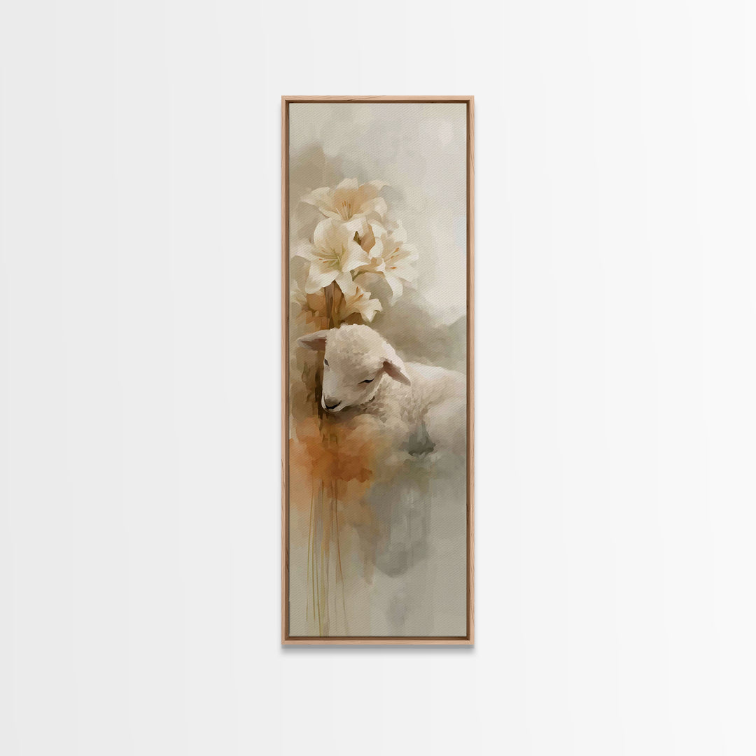 Soft Pasture Blessing – Framed Canvas Print – Christian Art Canvas – Christian Wall Art – Christian Painting – Tall Narrow Wall Art – Faith