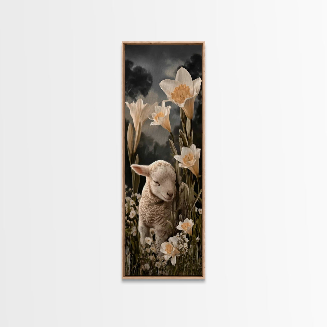 Radiant Lily Calm – Framed Canvas Print – Tall Narrow Wall Art – Christian Painting – Christian Art Canvas – Christian Wall Art – Faith Art