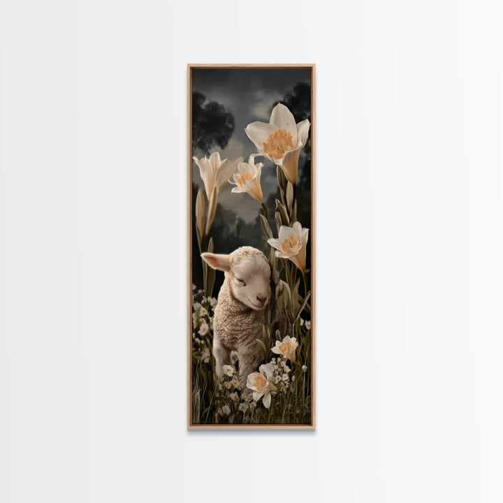 Radiant Lily Calm – Framed Canvas Print – Tall Narrow Wall Art – Christian Painting – Christian Art Canvas – Christian Wall Art – Faith Art