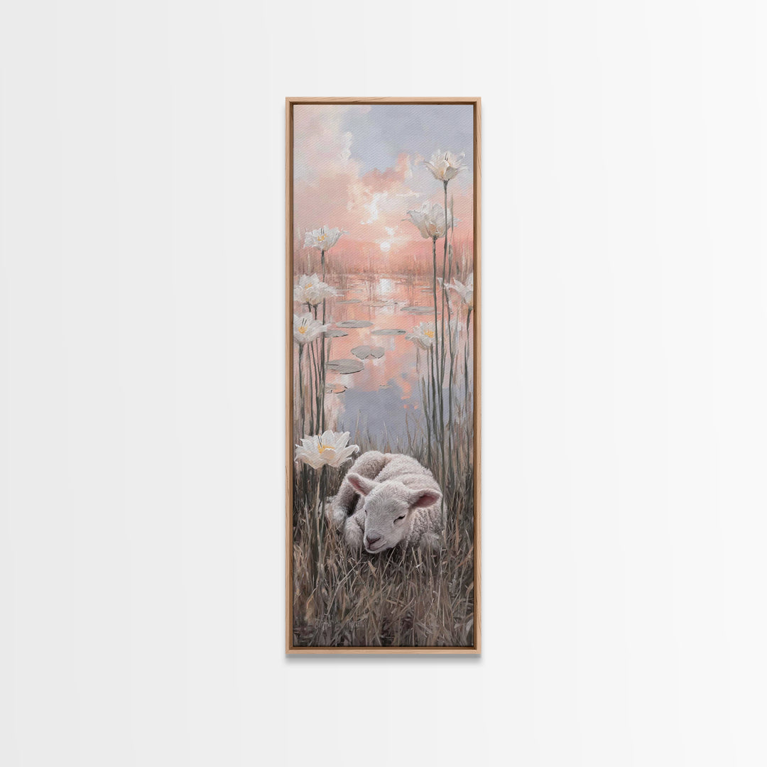 Sunrise Garden Rest – Framed Canvas Print – Christian Wall Art – Tall Narrow Wall Art – Christian Art Canvas – Christian Painting – Faith A