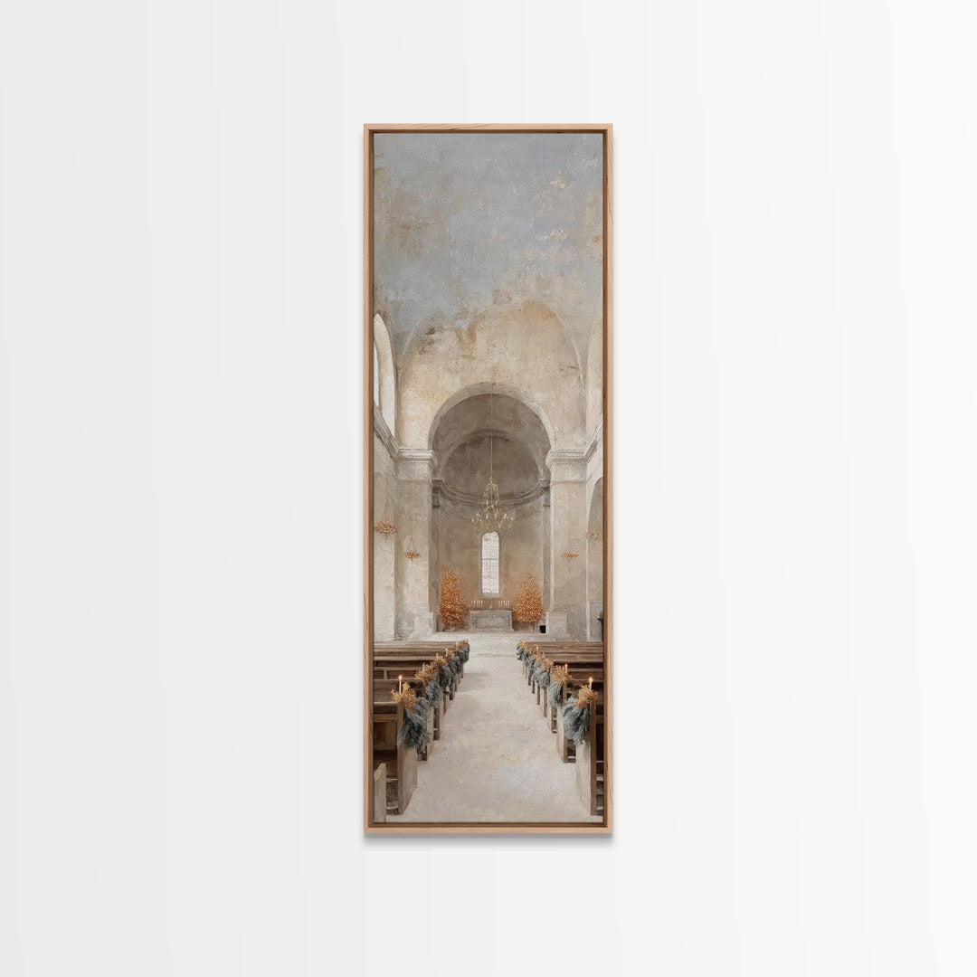 Holy Winter Aisle – Framed Canvas Print – Skinny Art – Christian Art Canvas – Christian Wall Art – Christmas Art – Christian Decorations