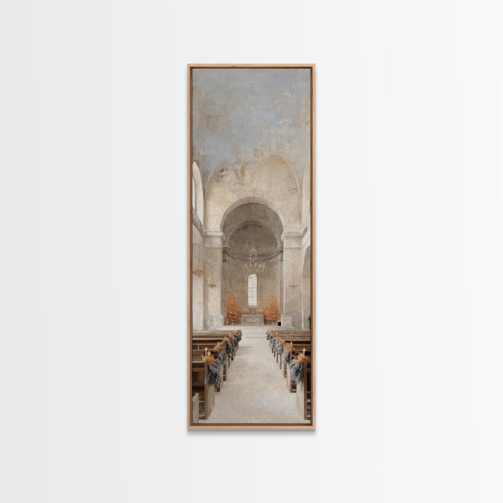 Holy Winter Aisle – Framed Canvas Print – Skinny Art – Christian Art Canvas – Christian Wall Art – Christmas Art – Christian Decorations