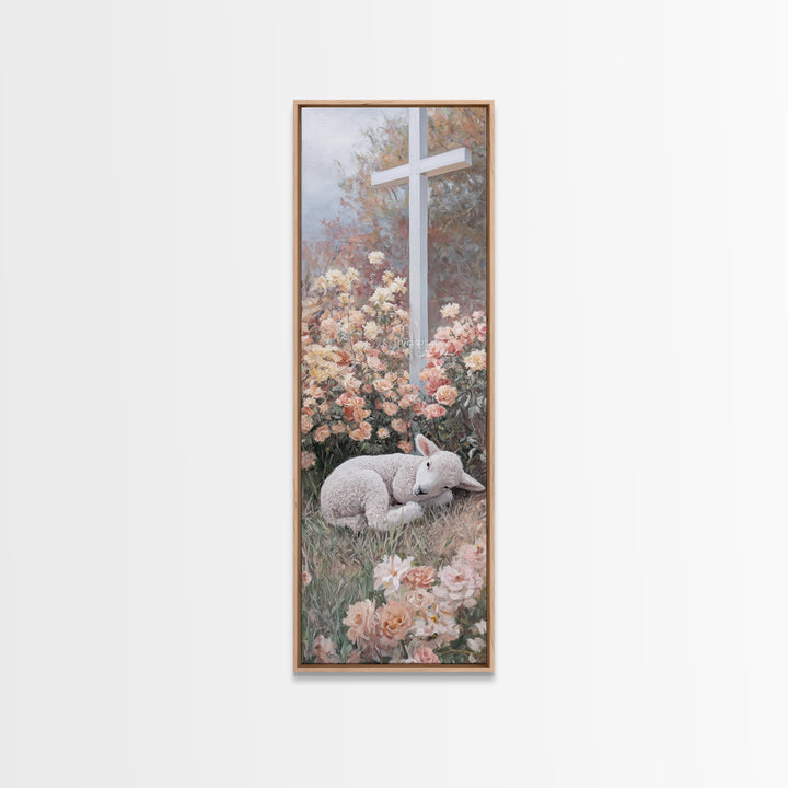 Crossfield Serenity – Framed Canvas Print – Christian Art Canvas – Christian Painting – Christian Wall Art – Tall Narrow Wall Art – Faith A