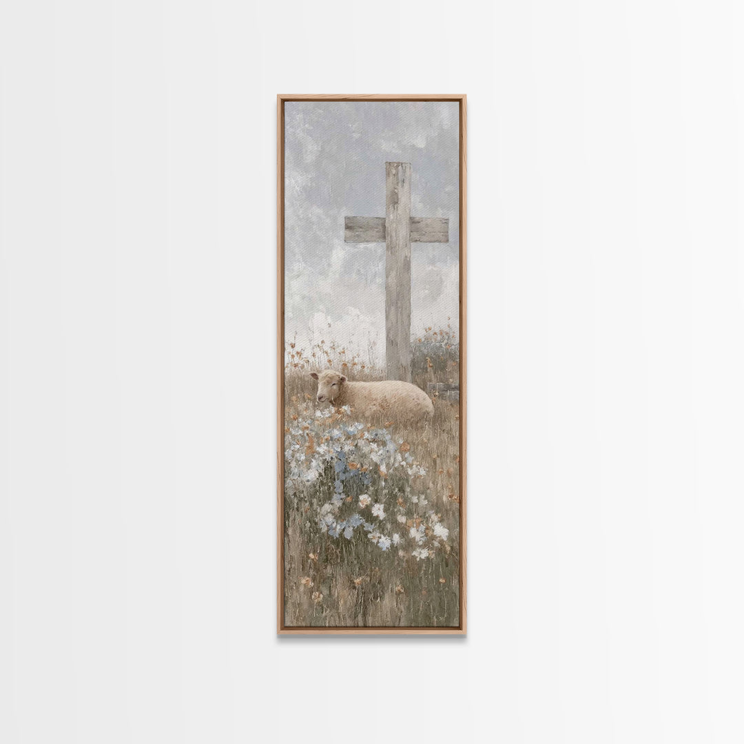 Grace In Bloom | Framed Canvas Print | Christian Art Canvas | Narrow Art | Modern Christian Art | Christian Gift Ideas | Vintage Christian