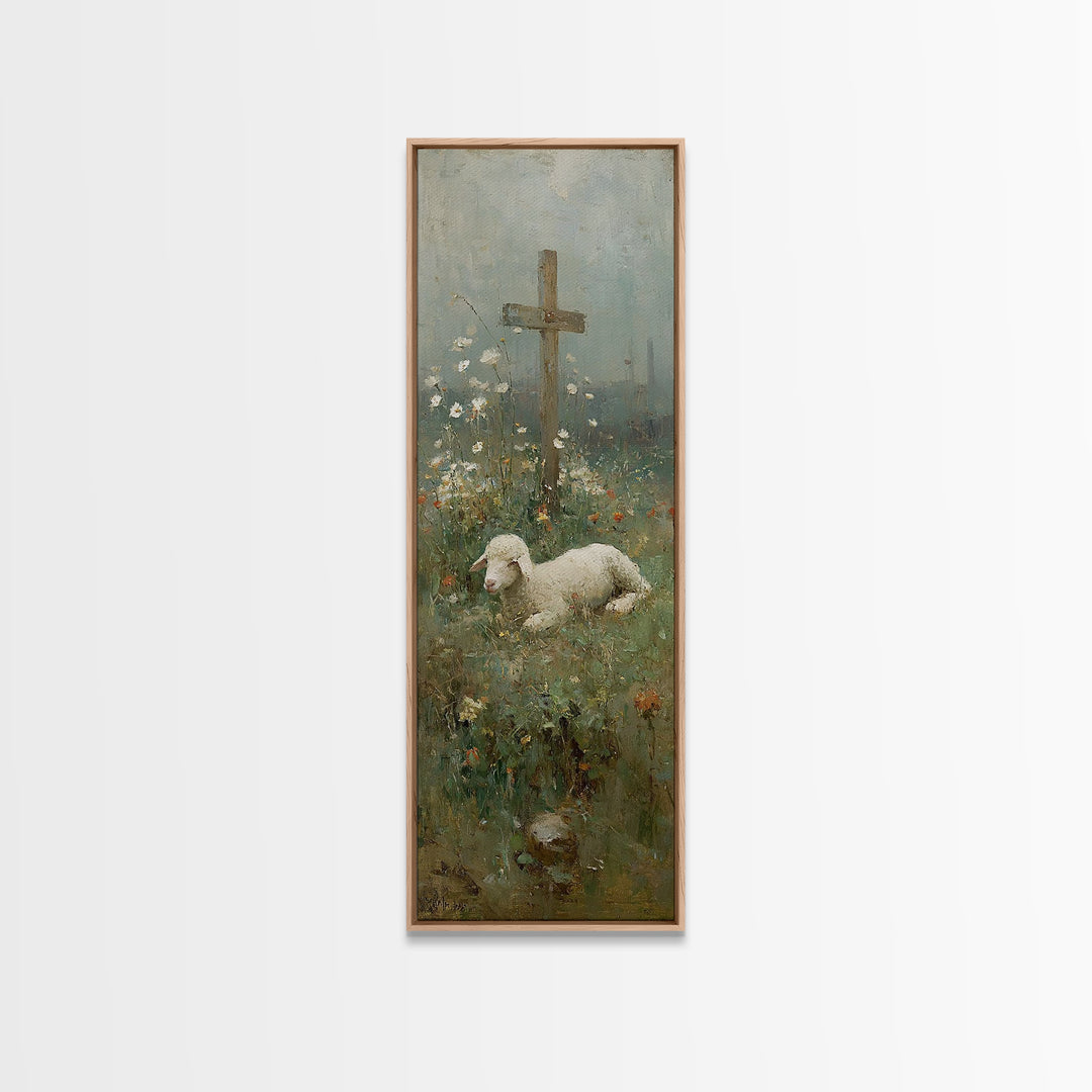Quiet Shepherd Peace, Framed Canvas Print, Christian Art Print, Skinny Art, Christian Christmas Art, Christian Wall Art, Subtle Christian P