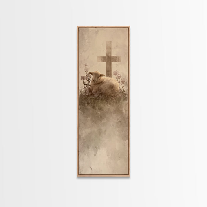 Gentle Rest Hope | Framed Canvas Print | Christian Wall Art | Narrow Art | Christian Art Gift | Unique Christian Art | Jesus Painting Canva