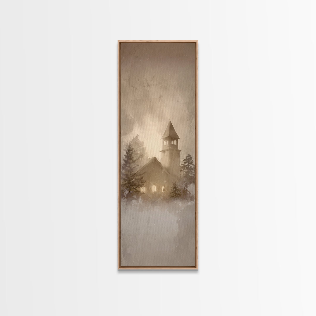Holy Winter Haven – Framed Canvas Print – Christian Christmas Art – Tall Skinny Art Print – Christmas Wall Art – Christian Gift – Framed Ch