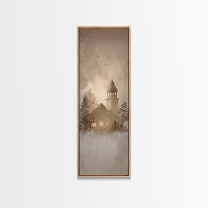 Holy Winter Haven – Framed Canvas Print – Christian Christmas Art – Tall Skinny Art Print – Christmas Wall Art – Christian Gift – Framed Ch