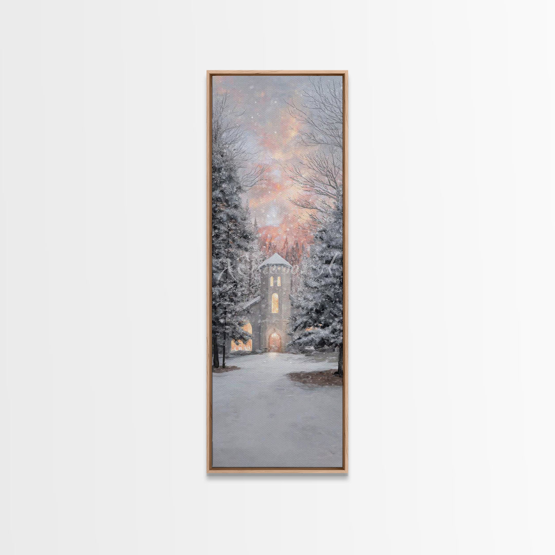 Chapel Of Stillness, Framed Canvas Print, Christian Art Canvas, Tall Narrow Wall Art, Christian Art Gift, Christmas Wall Art, Subtle Christ