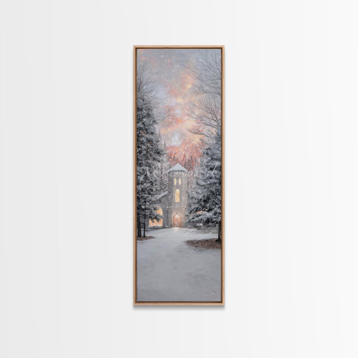 Chapel Of Stillness, Framed Canvas Print, Christian Art Canvas, Tall Narrow Wall Art, Christian Art Gift, Christmas Wall Art, Subtle Christ