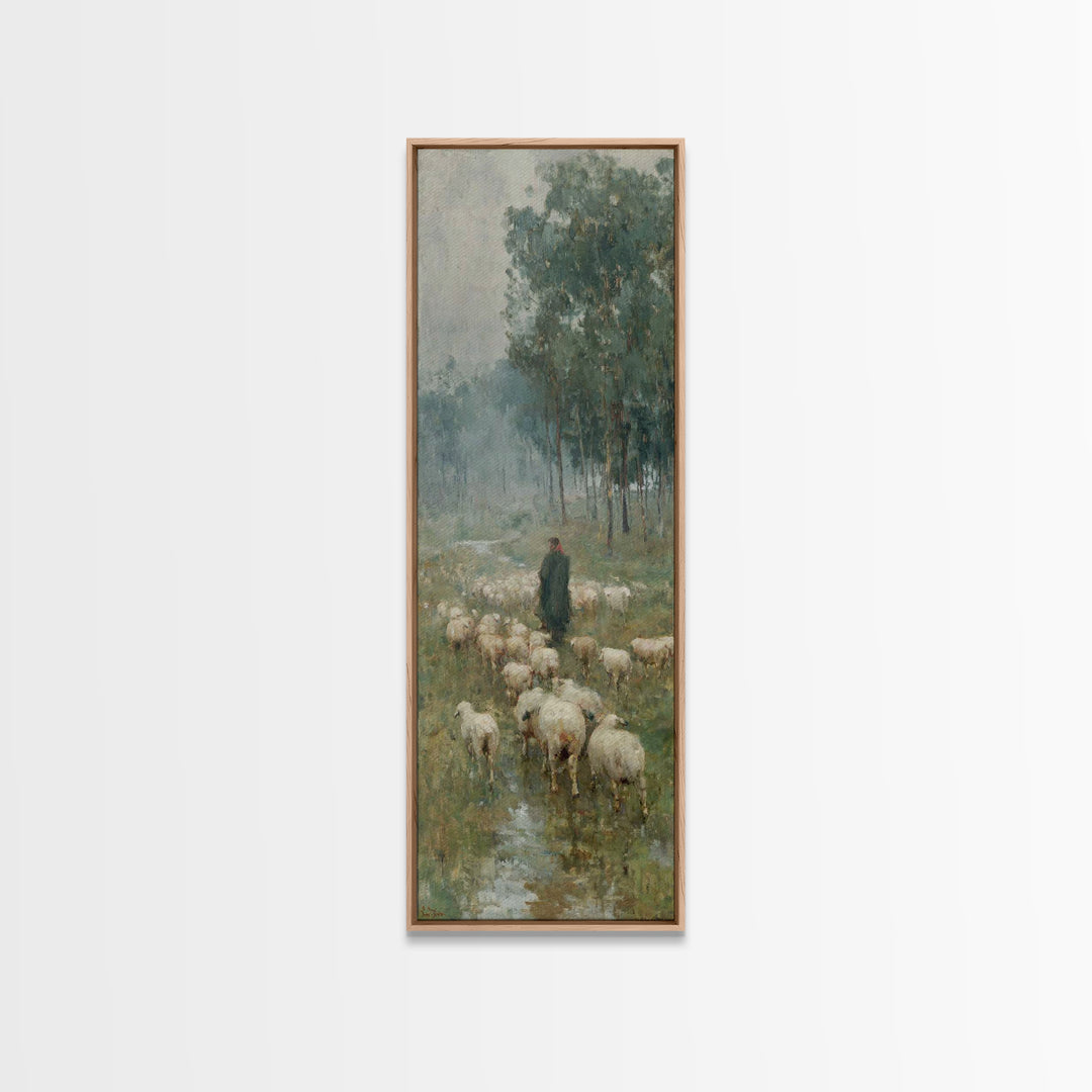 Shepherd’s Quiet Path – Framed Canvas Print – Tall Skinny Art Print – Christian Art – Christian Painting – Christian Art Canvas – Subtle Ch
