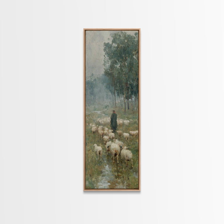 Shepherd’s Quiet Path – Framed Canvas Print – Tall Skinny Art Print – Christian Art – Christian Painting – Christian Art Canvas – Subtle Ch