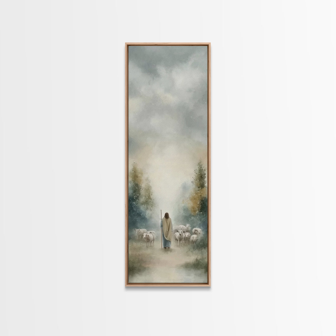 Guided By Heaven | Framed Canvas Print | Narrow Art | Jesus Painting | Christian Art Prints | Modern Christian Art | Christian Gift Ideas