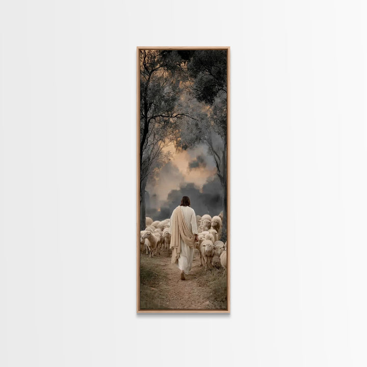 Shepherd Of Promise | Framed Canvas Print | Narrow Art | Jesus Canvas Art | Christian Art | Christian Gift | Modern Jesus Art