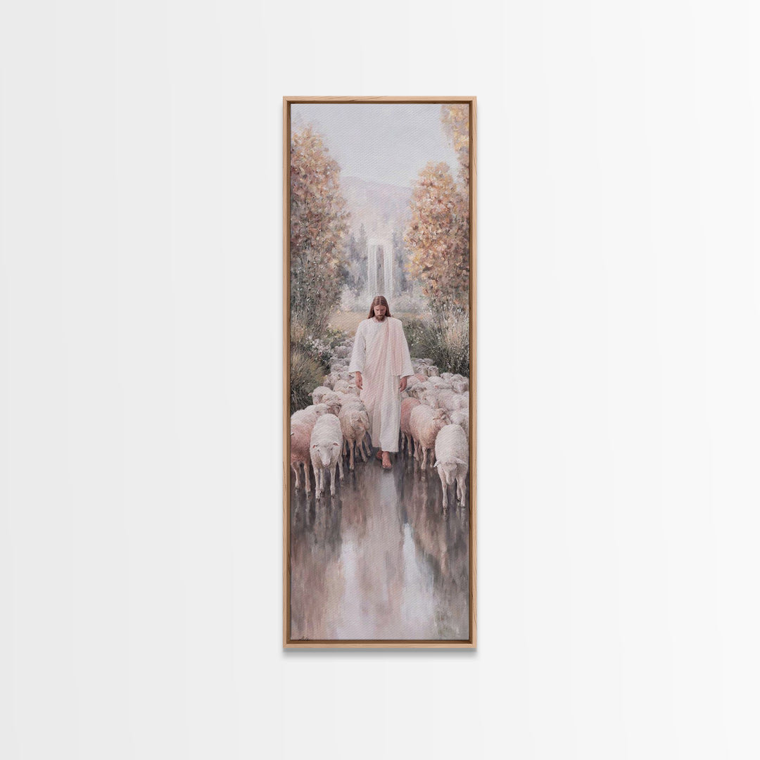 Grace Beside Still Waters, Framed Canvas Print, Tall Skinny Art Print, Jesus Art Print, Christian Wall Art, Christian Art Print, Unique Chr
