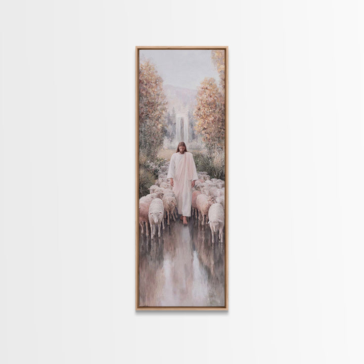 Grace Beside Still Waters, Framed Canvas Print, Tall Skinny Art Print, Jesus Art Print, Christian Wall Art, Christian Art Print, Unique Chr