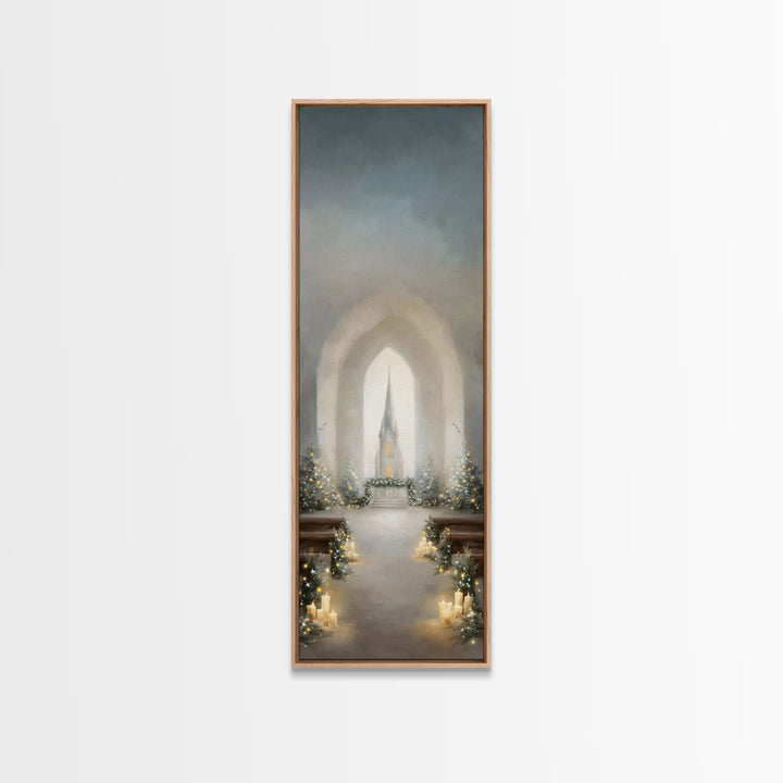 Starry Chapel Peace – Framed Canvas Print – Tall Skinny Art Print – Christian Art Canvas – Christmas Wall Art – Christian Wall Art – Christ