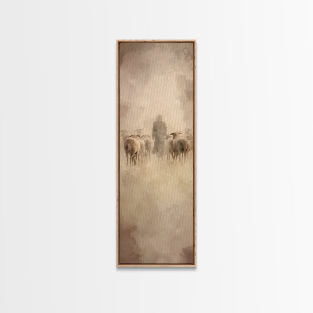 Shepherds Of Peace – Framed Canvas Print – Christian Wall Art – Christian Art Canvas – Jesus Painting – Narrow Art – Christian Christmas Ar