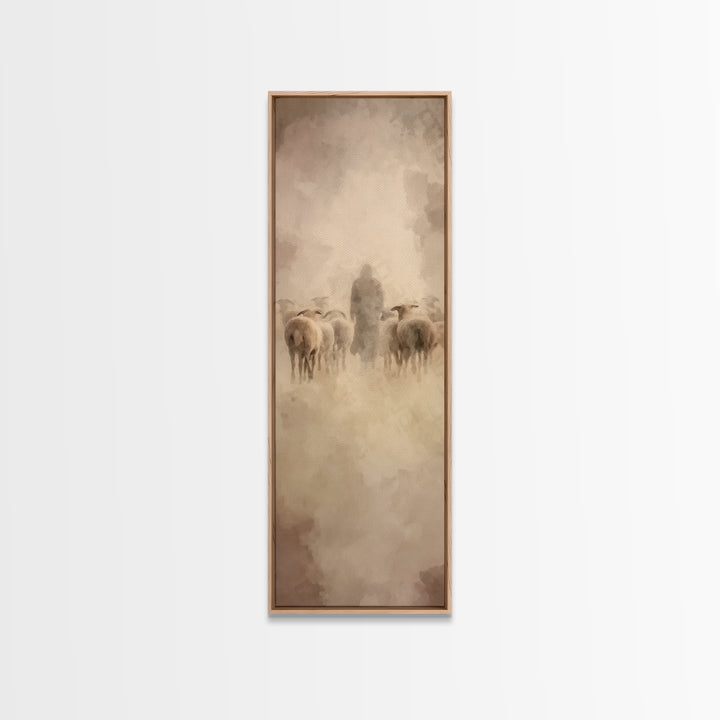 Shepherds Of Peace – Framed Canvas Print – Christian Wall Art – Christian Art Canvas – Jesus Painting – Narrow Art – Christian Christmas Ar