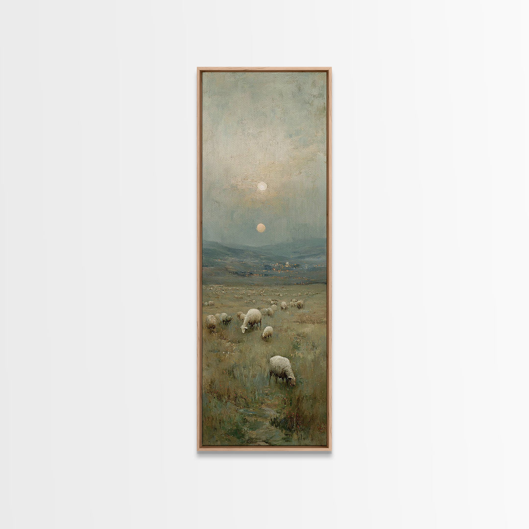 Bethlehem Pastures – Framed Canvas Print – Christian Art Print – Christmas Wall Art – Christian Art Canvas – Narrow Art – Christian Christm