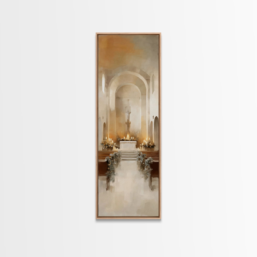 Winter Chapel Blessing – Framed Canvas Print – Tall Narrow Wall Art – Christian Art Print – Christmas Art – Christian Christmas Decor – Chr