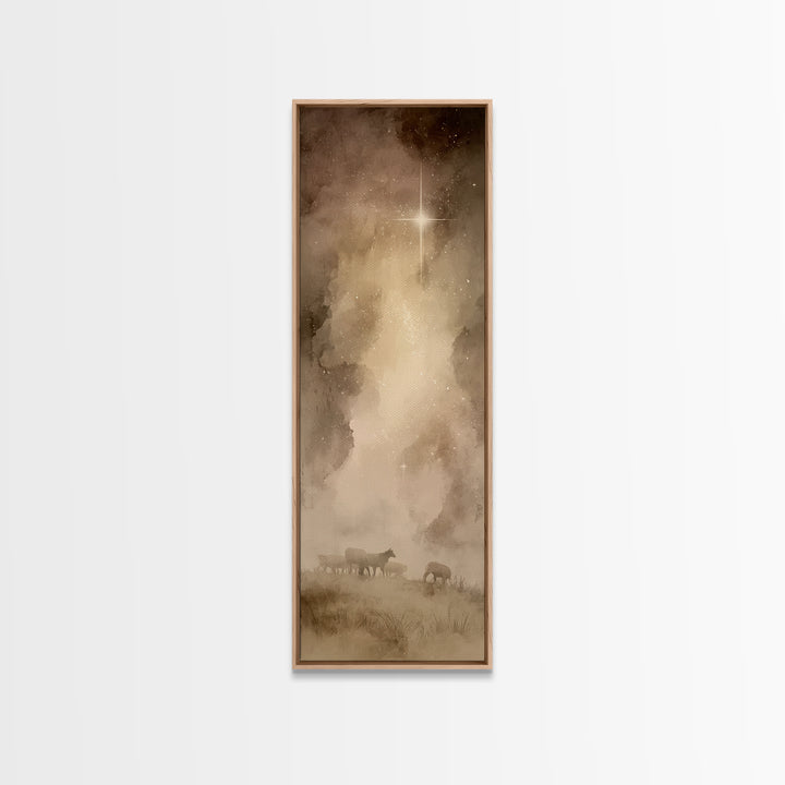 Divine Star Glow – Framed Canvas Print – Christian Art Print – Christmas Art – Christian Wall Art – Tall Skinny Art Print – Christian Chris