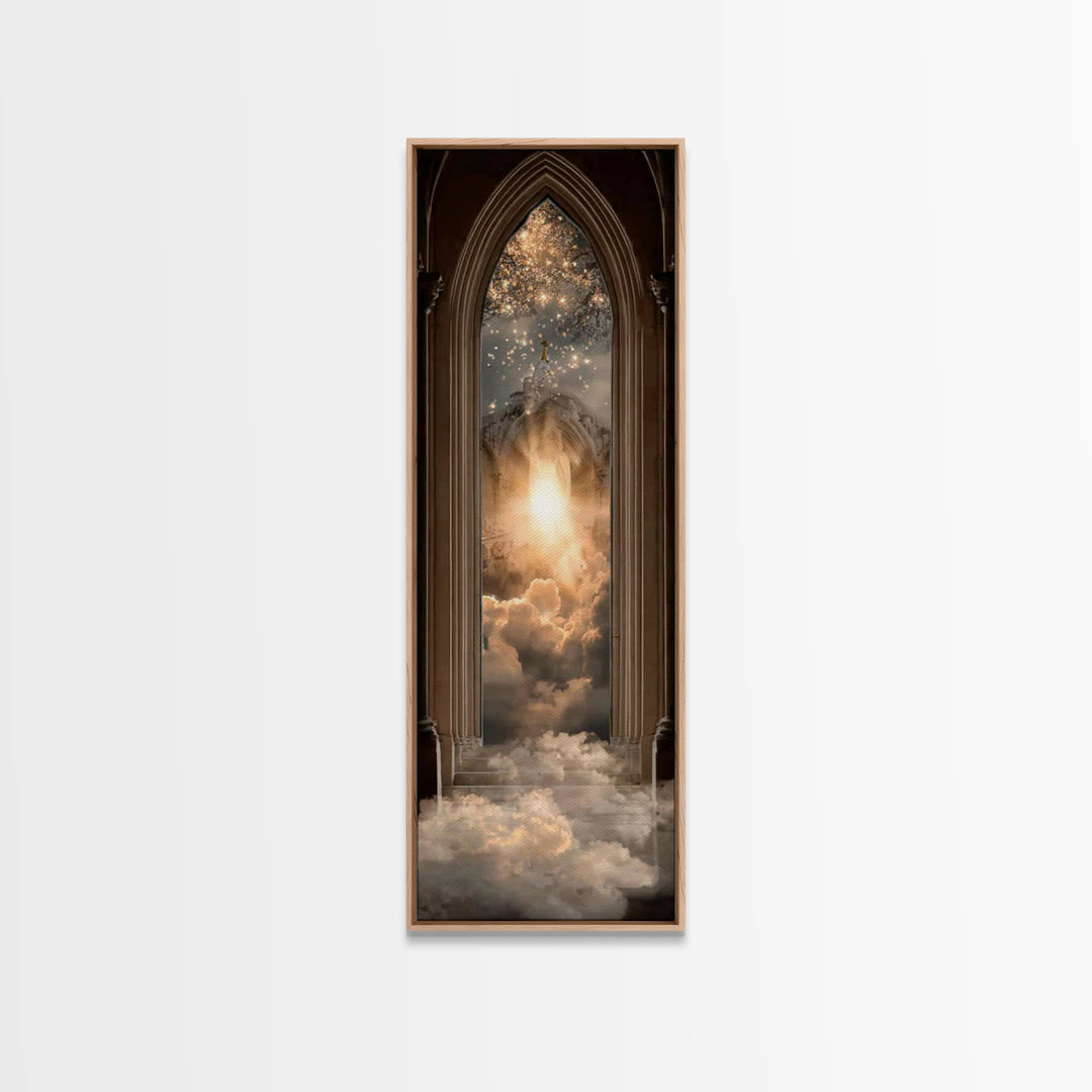 Heaven’s Holy Gate – Framed Canvas Print – Christian Wall Art – Christian Art Canvas – Modern Christian Art – Skinny Art – Christian Painti