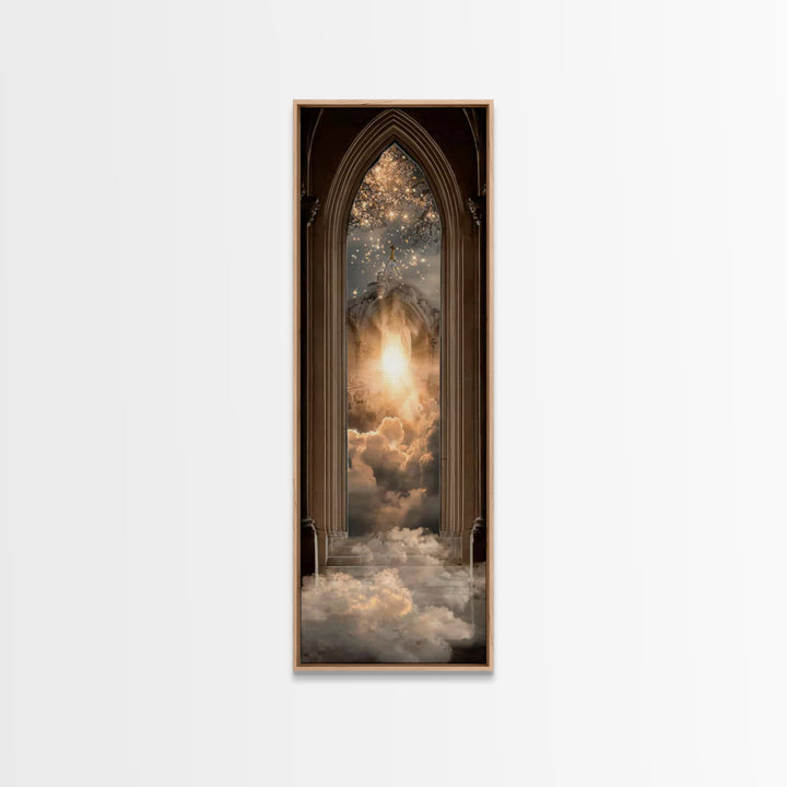 Heaven’s Holy Gate – Framed Canvas Print – Christian Wall Art – Christian Art Canvas – Modern Christian Art – Skinny Art – Christian Painti