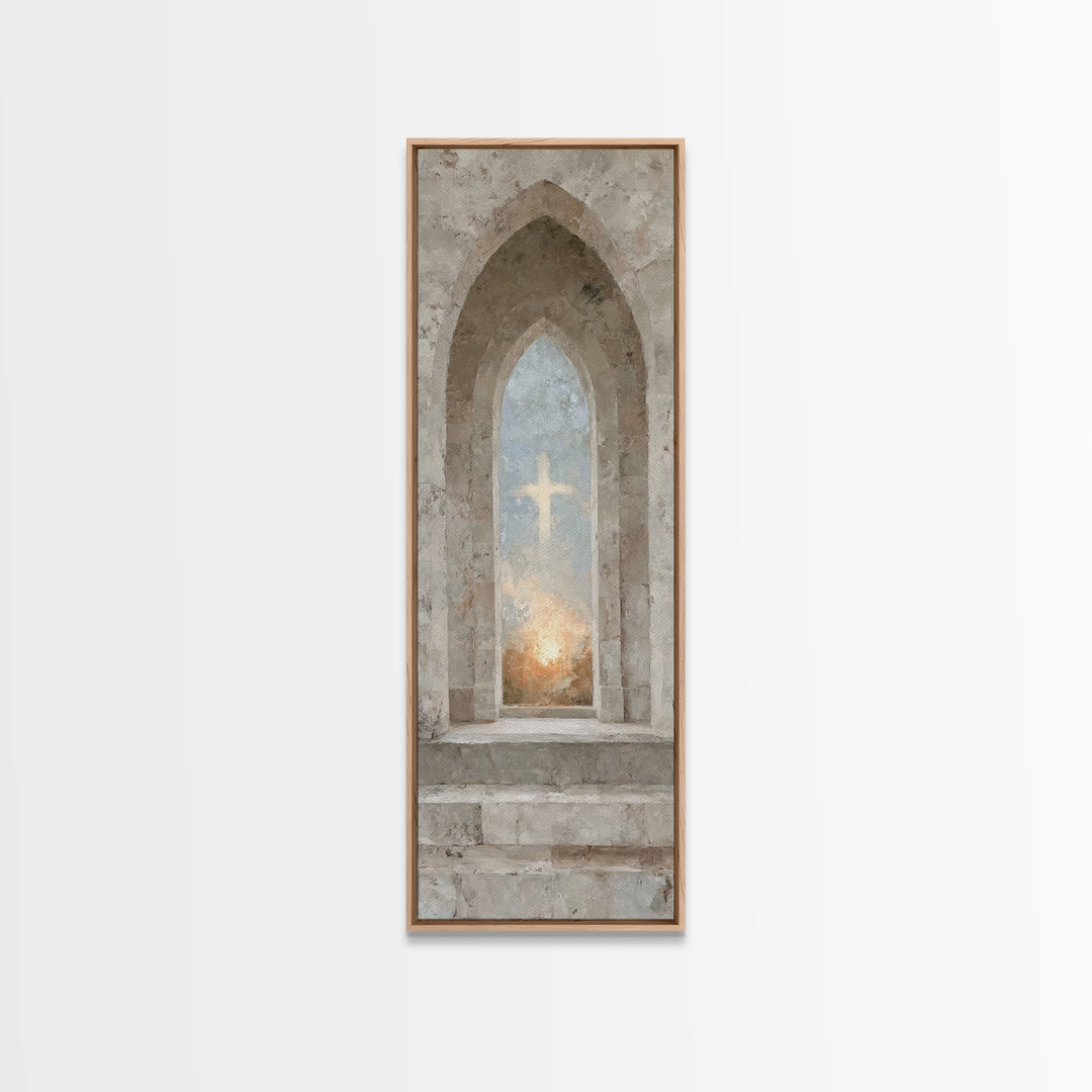 Sanctuary Of Light – Framed Canvas Print – Christian Art Canvas – Christian Wall Art – Subtle Christian Art – Narrow Art – Christian Art Pr