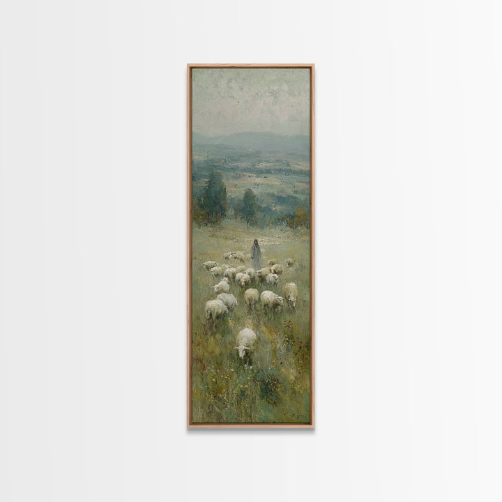 Quiet Pasture Lord | Framed Canvas Print | Christian Wall Art | Christian Art Canvas | Vintage Christian Art | Narrow Art | Christian Gift
