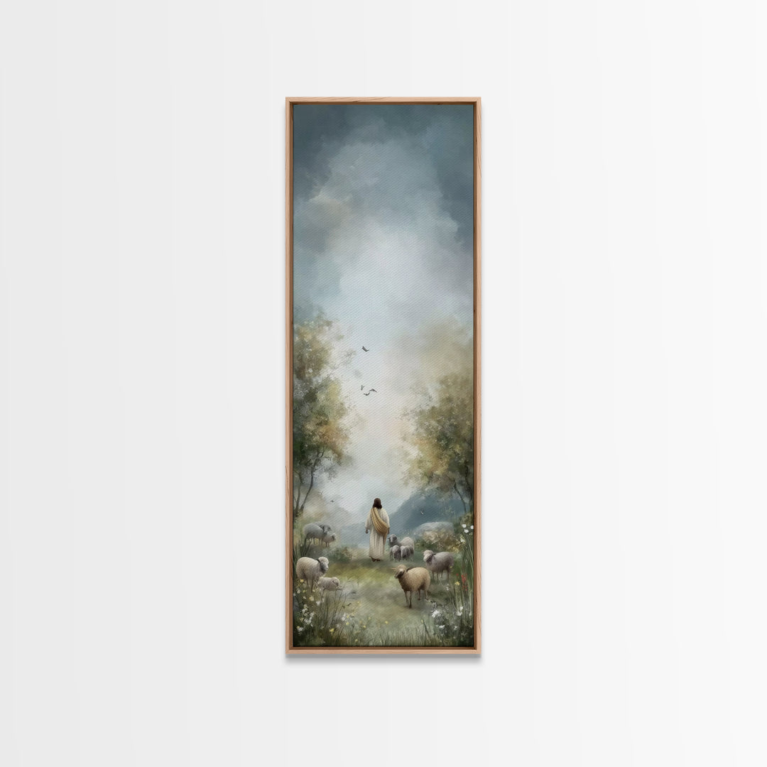 Graceful Shepherd Path, Framed Canvas Print, Christian Wall Art, Jesus Painting, Narrow Art, Christian Art Canvas, Christian Gift Ideas