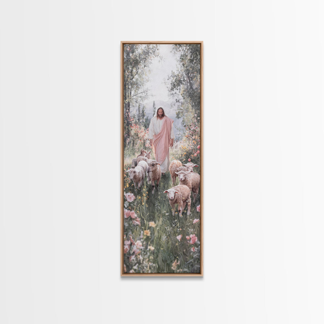 Garden Of Mercy | Framed Canvas Print | Christian Art Work | Jesus Painting | Narrow Art | Christian Christmas Art | Christian Decor