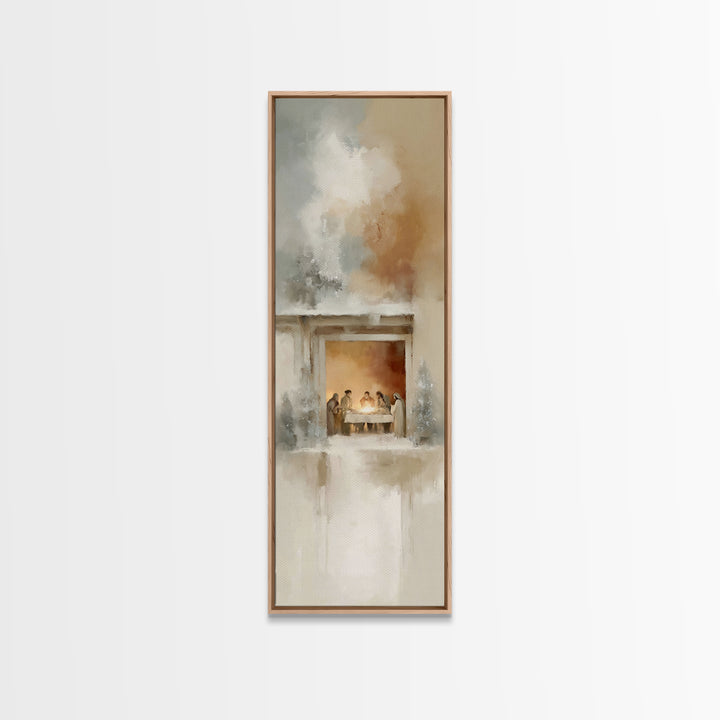 Holy Night Table, Framed Canvas Print, Christian Christmas Art, Christmas Wall Art, Tall Skinny Art Print, Christian Art Canvas, Christian
