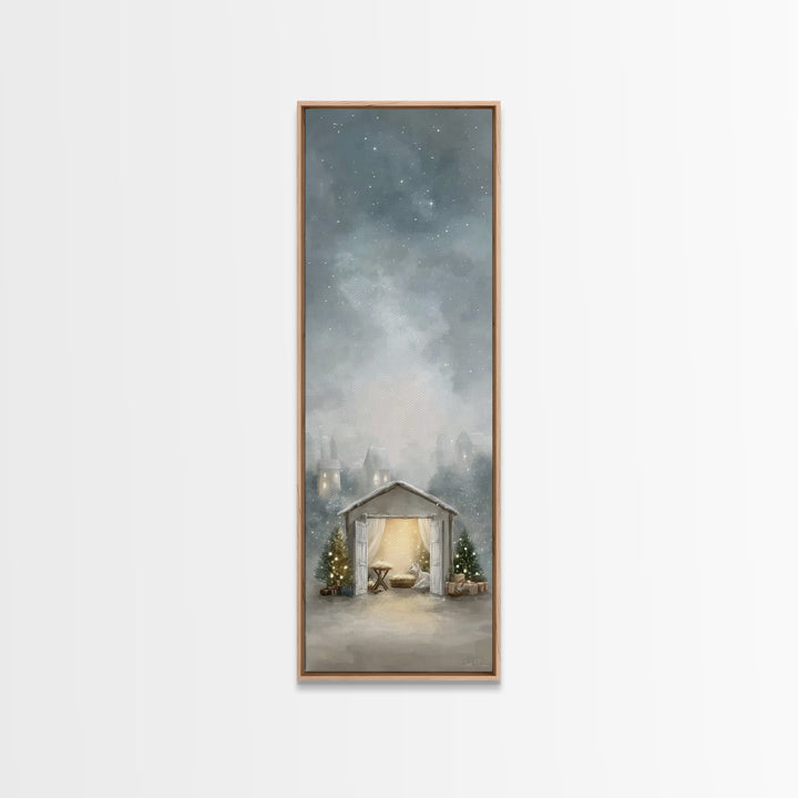 Starry Night Cradle – Framed Canvas Print – Christian Wall Art – Christian Art Canvas – Christmas Art – Jesus Painting – Christian Christma
