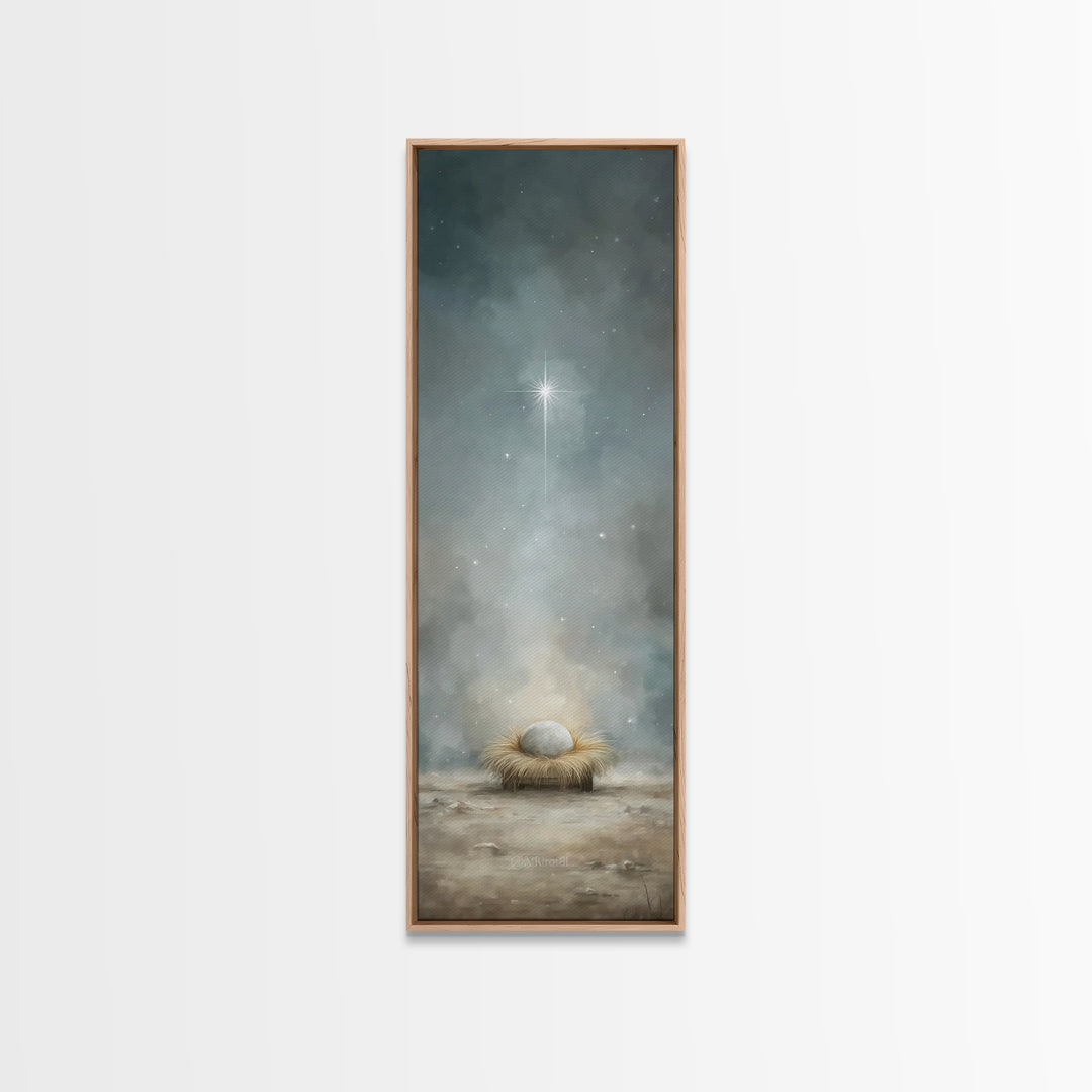 Divine Birth Star – Framed Canvas Print – Christian Christmas Art – Jesus Painting – Christian Art Canvas – Christmas Art – Christian Wall